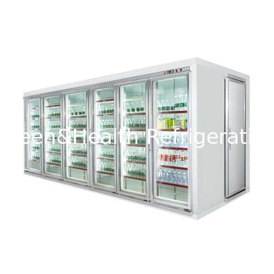 Soğutmalı Cam Kapı Teşhir Soğutucu / Et ve Sebze İçin Ekran Raflı Şok Dondurucuda Yürüyüş