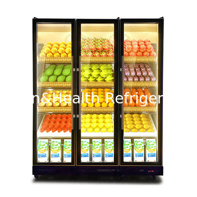 Ticari Üç Cam Kapı Çoklu LED Işıklar İçecekler Soğutma Ekran Dondurucu