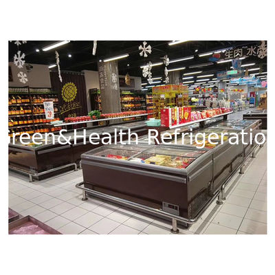 Yatay Büyük Ticari Süpermarket/Dükkan Soğutucu Ekran Adası Dolap Dondurucu