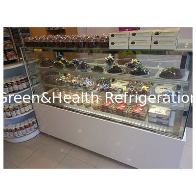 Yerde duran çoklu raf sağ açılı kek soğutmalı ekran dondurucu