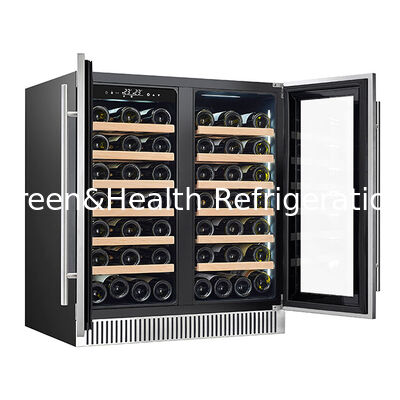 ETL Sertifikası 68 Şişe Bağımsız Çift Sıcaklık İki Cam Kapı Kırmızı Şarap Soğutulmuş Depolama Ekran Dondurucu