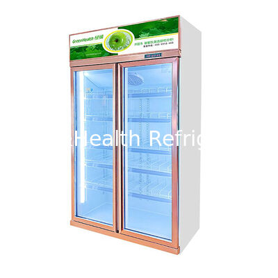Yukarı Yönlü Ünite Dikey Mağaza, İki Buğu Önleyici Cam Kapılı İçecek Soğutma Teşhir Dondurucusu