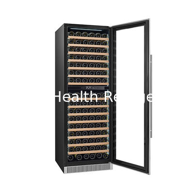 ETL Sertifikası 185 Şişe Dikey İki Sıcaklık Bölgesi Çubuk Ahşap Raf Kırmızı Şarap Depolama Soğutucu Dondurucu