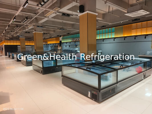 Süpermarket Adası Dondurucu Dondurulmuş Gıdalar için Ticari Kombine Ekran Dondurucu