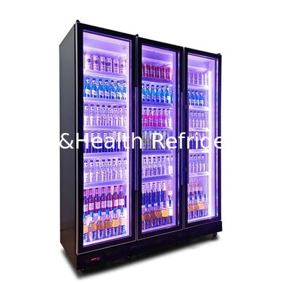 Triple Defog Glass Door Beverage Cooler with Adjustable Multi LED Lights and Fan Cooling