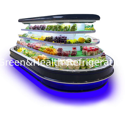 Süpermarket Otomatik Dondurma LED Işığı ve Enerji tasarruflu Buzdolabı ile Çok katlı Açık Soğutucu
