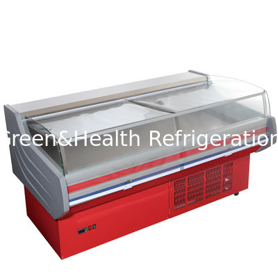 ROHS Deli Display Buzdolabı, Etli Deniz Ürünleri için Kavisli Camlı Ticari Açık Teşhir Dondurucu