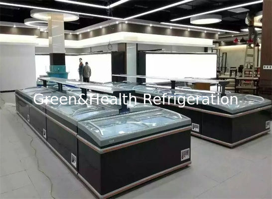 Siyah Ticari Teşhir Dondurucu Statik Soğutma Sistemi Raf Ayarlanabilir