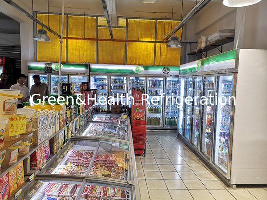 Dükkan Dik İçecek Ekranı Soğutucu Otomatik Defrost Kapı Başına Beş Adet