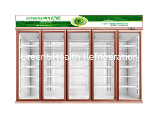 Mağaza Ticari İçecek Soğutucu 5 Cam Kapılı Buzdolabı Dondurucu Fan Soğutma Tipi